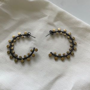 Handmade Silver Earrings with gold and black tone